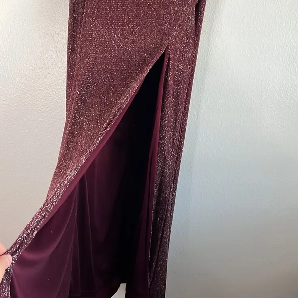 NWOT Crystal Doll Red Sparkle High Slit Maxi Skirt sz M - Image 3