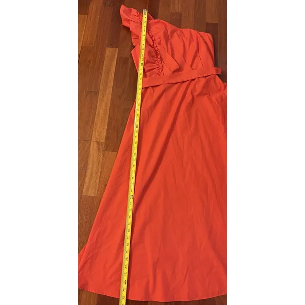 Zesica Women's Red Orange Off Shoulder Sleeveless Ruffle Maxi Dress Size Medium - Image 7