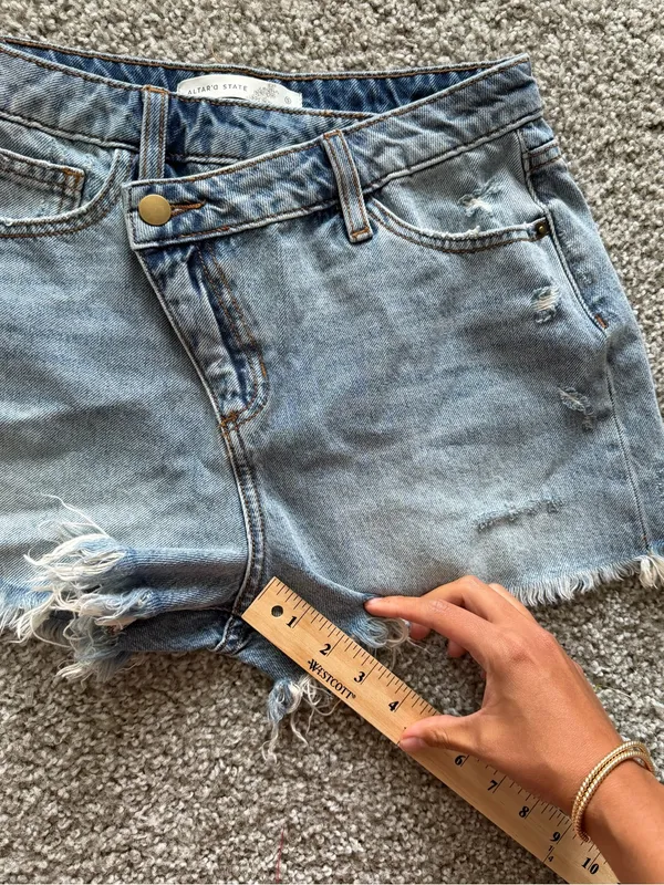 Altar'd State Light Blue Distressed Denim Cutoff Shorts - Image 5