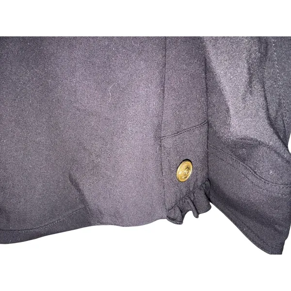 APOSTROPHE Military Chic Ruffle Blazer in Black with Gold Buttons Size Large New - Image 6