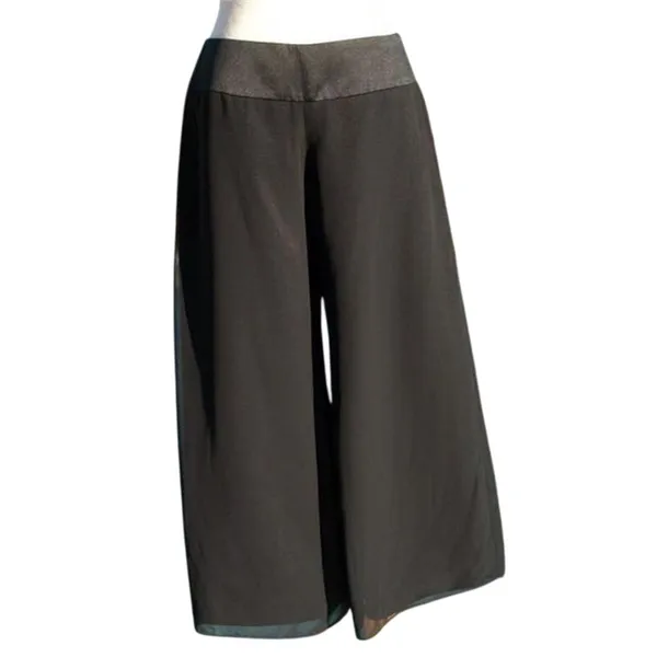 Cache Black Wide Leg Lined Self Belt Crop Pant Gaucho New $128 NWT Flat Front - Image 3