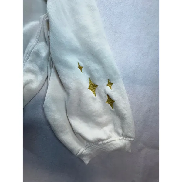 Wicked Universal Studios Cropped Sweatshirt XL White Pink Gold Glitter Stars - Image 6