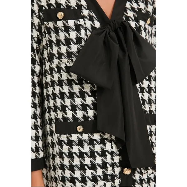 Pomander Place Black White Tweed Bow Mini Dress 2X NWT - Image 4
