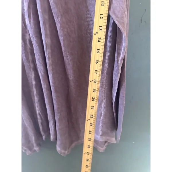 Free People Boho Mauve Waffle Knit Thermal V-Neck Handkerchief‎ Hem Tunic Top S - Image 6