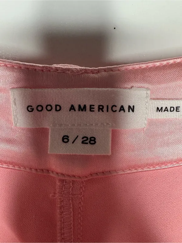 Good American Bubble Pink Satin Trousers Dress Pants Size 6/28 - Image 9