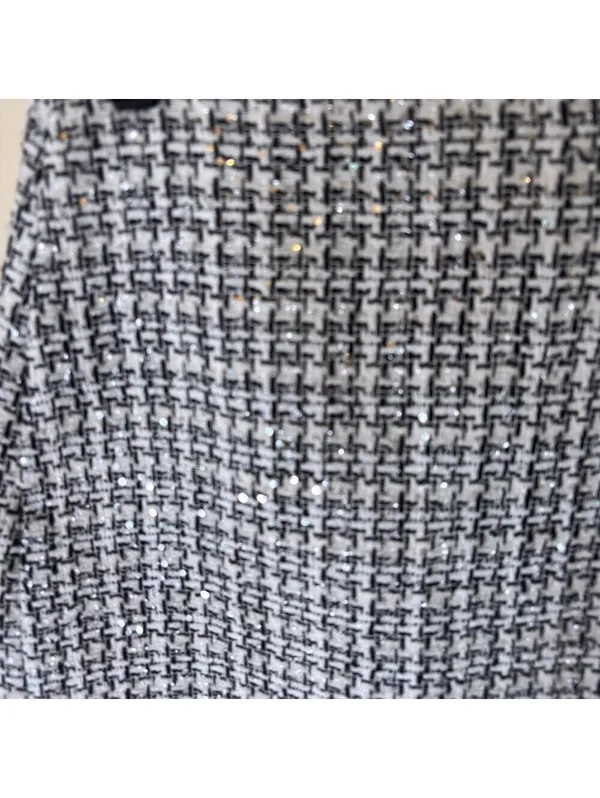 Loft EUC Women's Black White Silver Sequined Mini Skirt Size 4 - Image 2