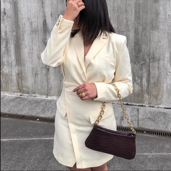 Zara Cream Blazer Mini Dress - Image 4