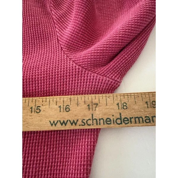 Pilcro Anthropologie Thermal Shirt Size L Pink Waffle Knit V-Neck - Image 5