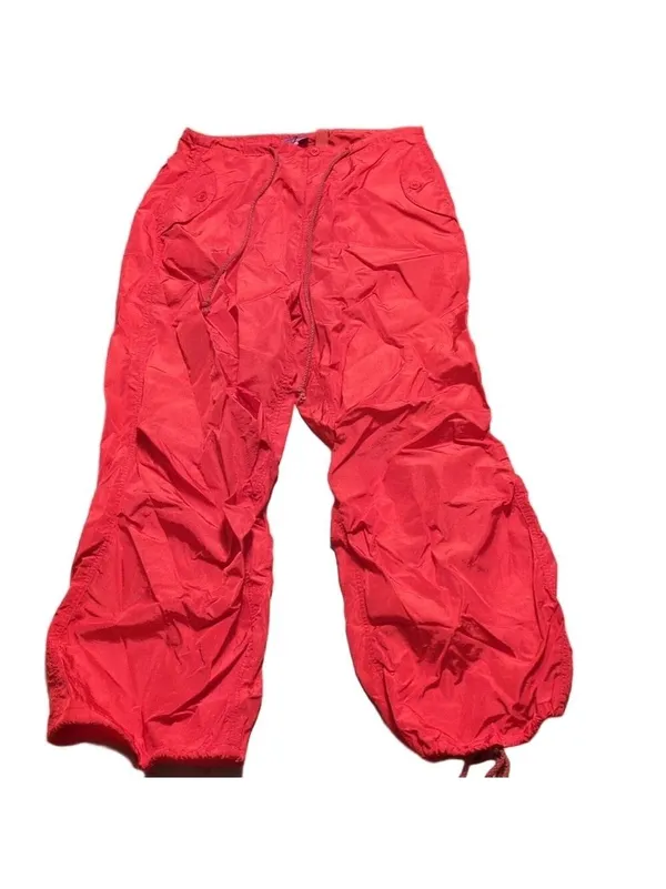 Edikted Rian Red Nylon Cargo Pants Size XS/S - Image 2