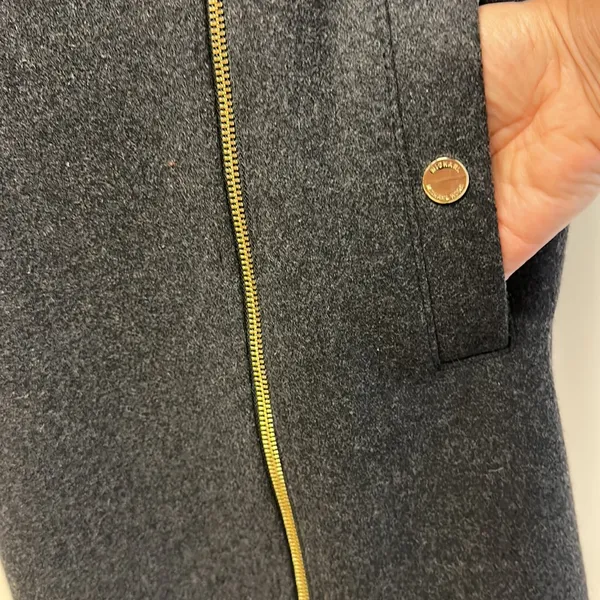 Michael Kors Dark Gray Wool Coat with Gold Hardware size M - Image 8