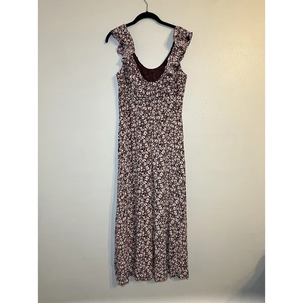 Madewell Ruffled Scoopneck Maxi Dress Size 8 Style NV447 Sleeveless Multicolor - Image 4