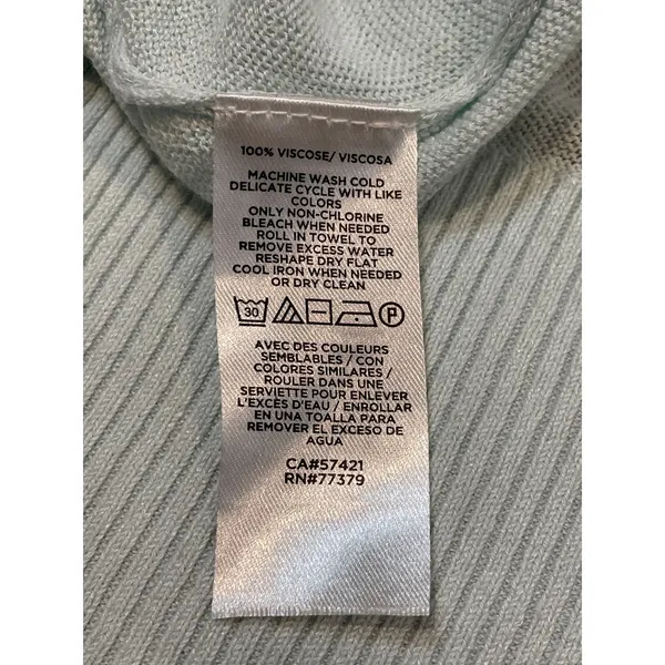 Ann Taylor Factory Wrap Top Size M Light Blue Semi‑Sheer Lightweight Layer - Image 6