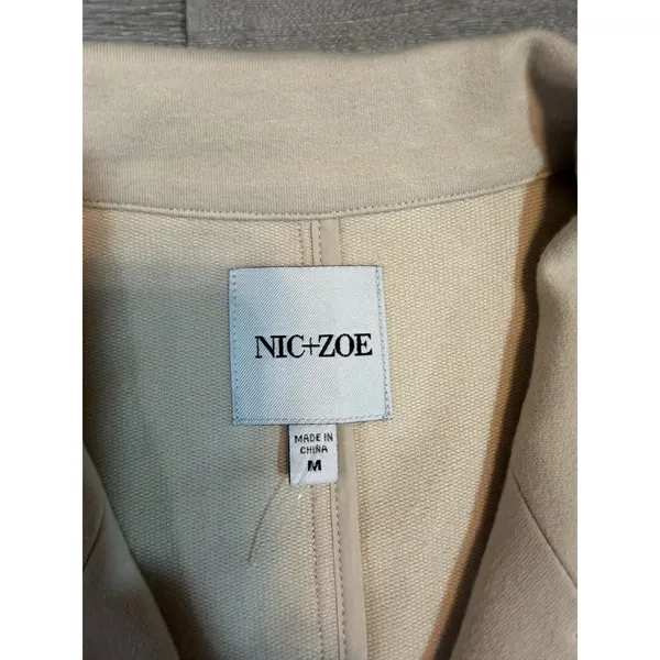 NIC+ZOE Ivory Utility Blazer Jacket M Quiet Luxury Office Chic Tailored Longline - Image 7