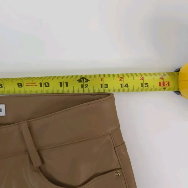 Zara Pants Womens 4 (27x25.5) Vegan Brown Faux Leather Flare Mid Rise‎ - Image 10
