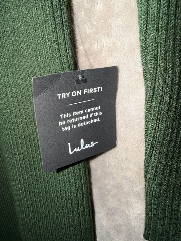 Lulus Dark Green Ribbed Knit Long Sleeve Open Back Bodycon Mini Sweater Dress - Image 7