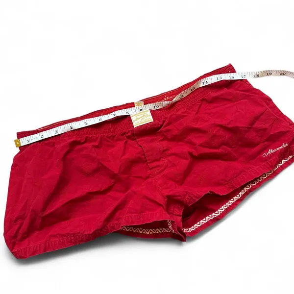 Abercrombie & Fitch Y2K 2000s Vintage Micro Mini Low Rise Booty Bimbo Red Shorts Trendy Elastic Waist PJ Pajama Lounge Boxer Pyjama Hot Pants #Preppy #Summer #Cottagecore #Fairy Bloquette #Summer Sz M Measurement in pics - Image 5