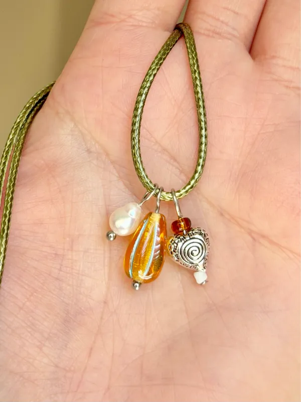 Handmade Czech glass beads mix boho fairy whimsy retro necklace🌿✨ - Image 2