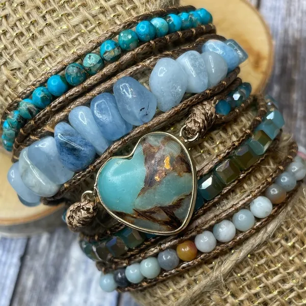 Long Strand Bracelet: The Heart in Turquoise - Image 2