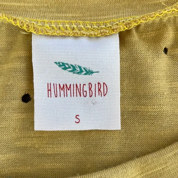 Hummingbird Yellow Distressed Applique Floral Sleeveless Tshirt Oversized S - Image 5