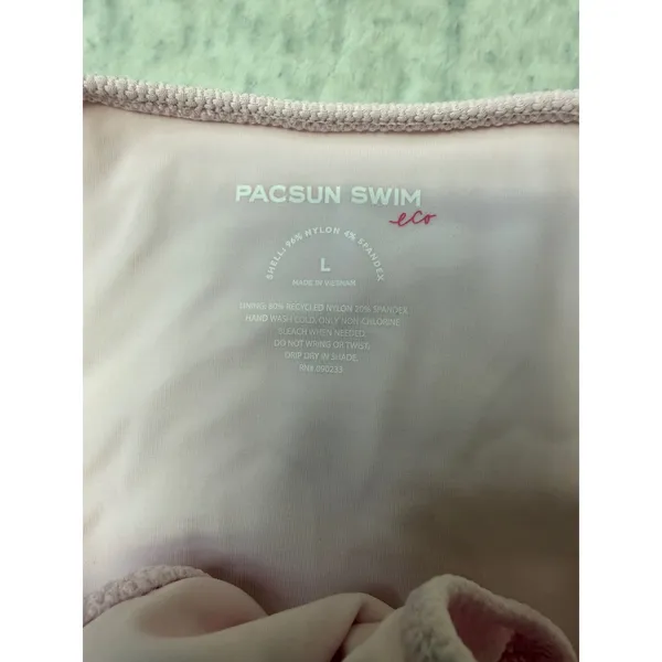 PacSun Swim Eco Pink Textured Side Tie Bikini‎ Bottoms Gold Beads L Large NEW - Image 4
