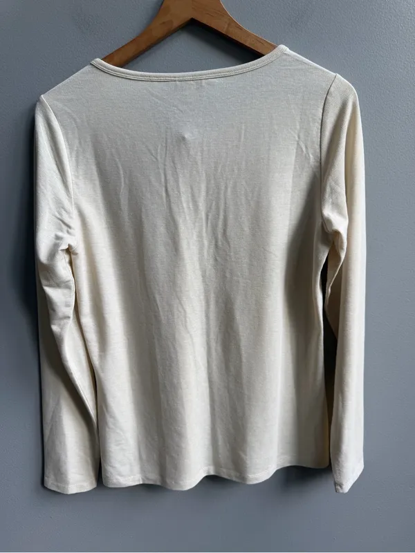 Toad&Co Piru Long Sleeve Henley Ecru Off White Cream Ribbed Top NWOT Size Medium - Image 8