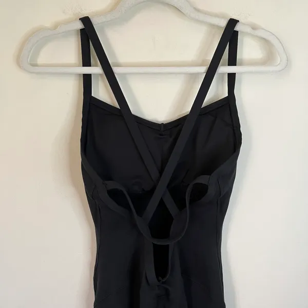 Bombshell Sportswear Sculpt Strappy Open Back Athletic Exercise Jumpsuit Black - Image 7