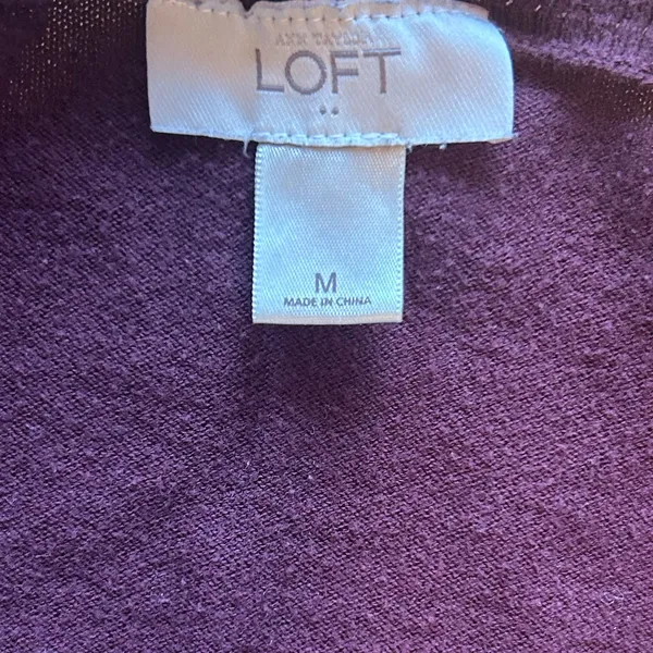 LOFT Women's Purple Knit Cardigan Sweater Button-Up V-Neck Long Sleeve M - Image 2