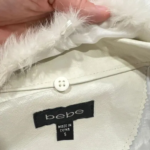 Bebe Vintage y2k rabbit fur leather jacket size small - Image 7