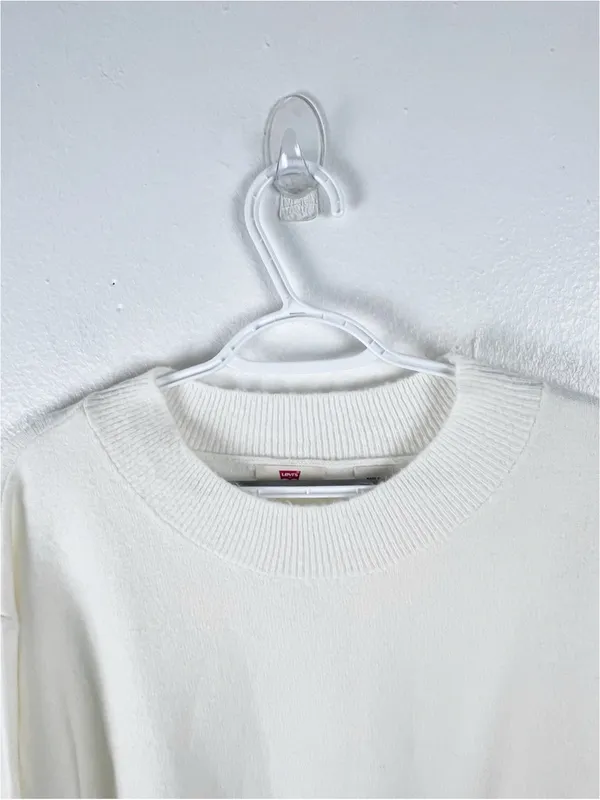 LEVI’S Cream Long Sleeves Striped Drop Shoulder Sweater Size Small Preppy Tennis - Image 7