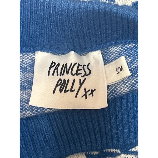 Princess Polly Blue Houndstooth Gingham High Waist Knit Biker Shorts Size S/M - Image 5