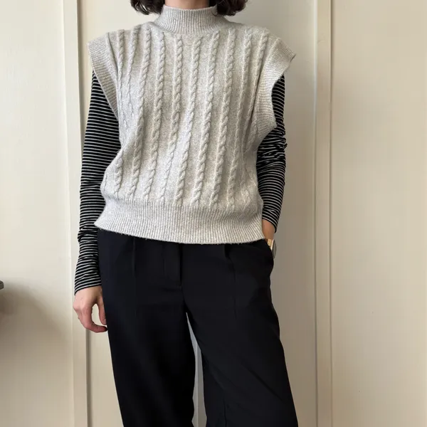 Cupcakes and Cashmere Gray Cable Knit Sweater Vest - Image 3