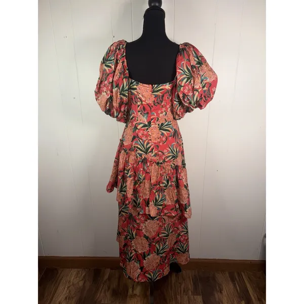 NWT farm rio pineapple bloom red Midi Dress M - Image 11