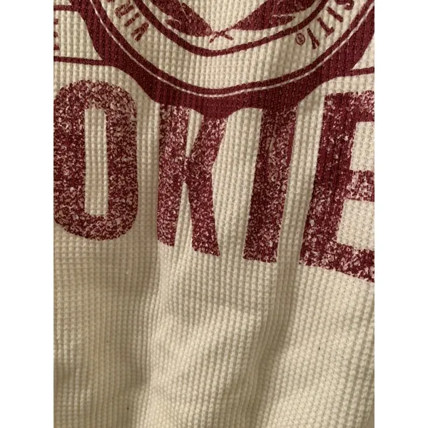 Virginia Tech Hokies Women's Juniors Thermal Waffle Knit Shirt Size M Beige - Image 5