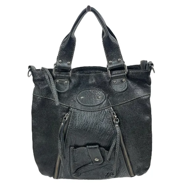 Renato Minelli Metallic Tote Bag Crossbody Bag Convertible Black - Image 2