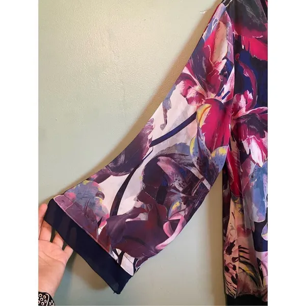 Valerie Stevens Floral Scoop Neck Chiffon Type Long Sleeve Top Size XL NWOT - Image 3