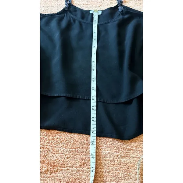 Tobi Black Flowy Cami Top Size S Lace Strap Ruffle Hem - Image 5
