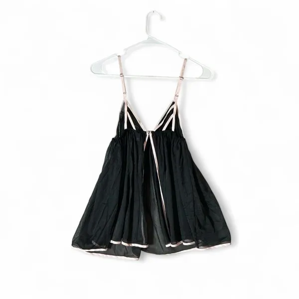 Victoria's Secret Black Pink Sheer Mesh‎ Coquette Babydoll Chemise M/M - Image 2