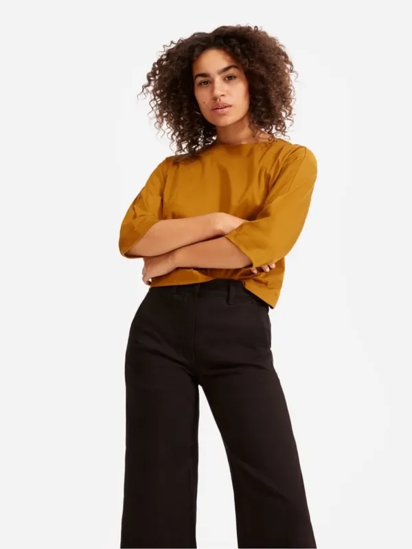 Everlane Wide Leg Cropped Black Jean Pants Size 2 - Image 2