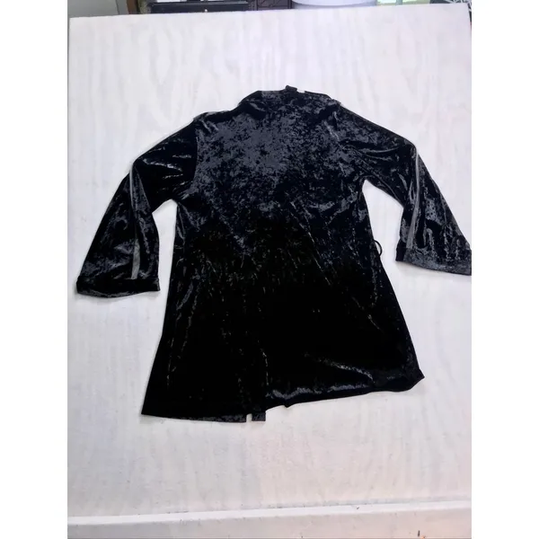 Savage X Fenty Womens Black Crushed Velvet Robe‎ Sheer Mesh Trim MD/LG Kimono - Image 11