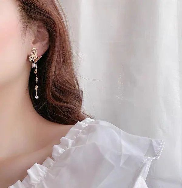 Butterfly Tassel Long Dangle Drop Earrings for Women - Image 3