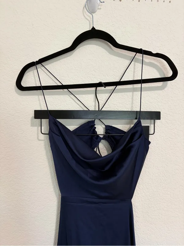 Navy Cross Back Halter Dress Size S Blue - Image 4