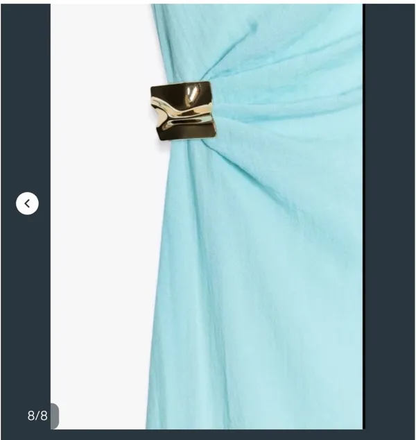 Zara Light Aqua Sheath Dress with Side Drape - Image 7