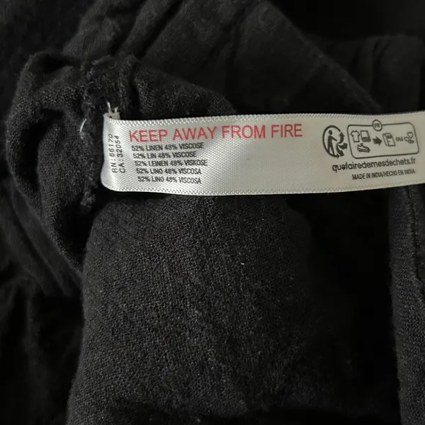 Free People Free-est Linen Viscose Black Wide Leg Pants OB1263884 Size Small - Image 7