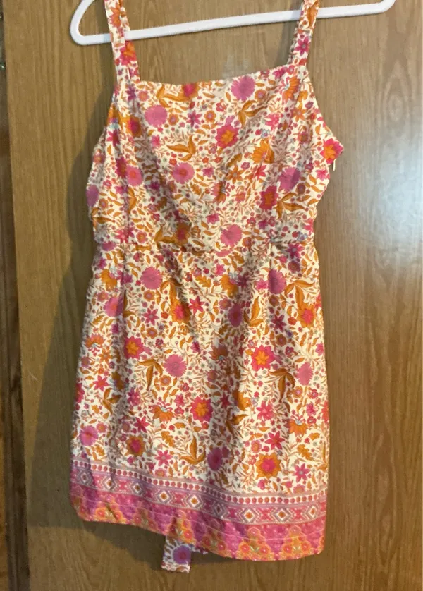 VICI Floral Sundress | Medium | Pink & Orange Boho Summer Dress - Image 2