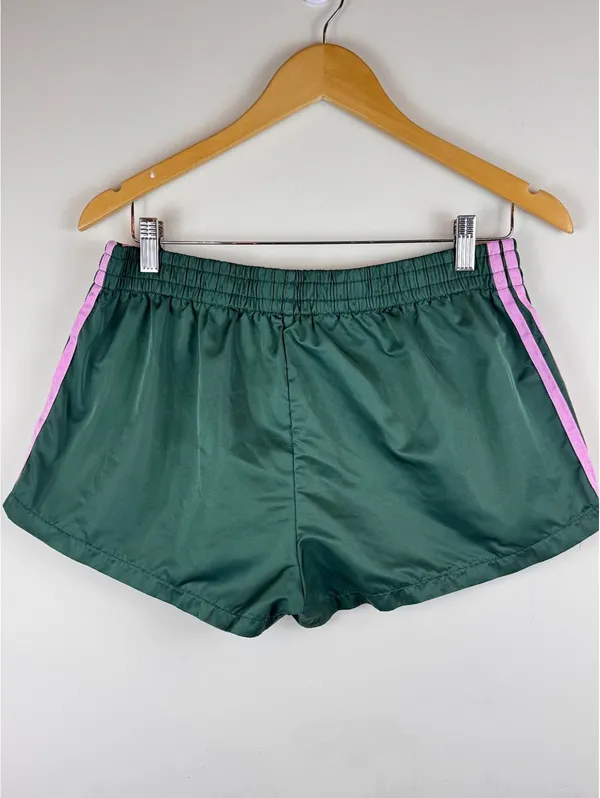 Edikted Nikki Nylon Shorts Dark Green Pink Side Stripe Y2K Athletic Size L - Image 6
