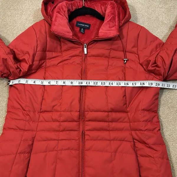 Lands' End Fleece-Lined Women Coat Jacket Puffer Quilted Chore Winter Medium - Image 3