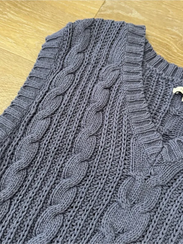 American Eagle Cable Knit V-Neck Sweater Vest - Light Blue - Image 4