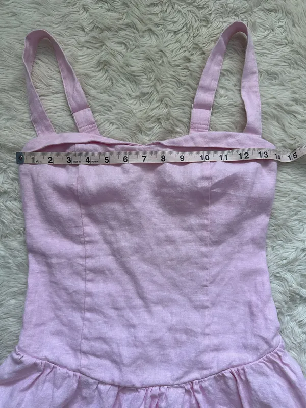 Abercrombie & Fitch Dress 100% Linen Drop Waist Mini Built In Shorts Pink Sz L - Image 10