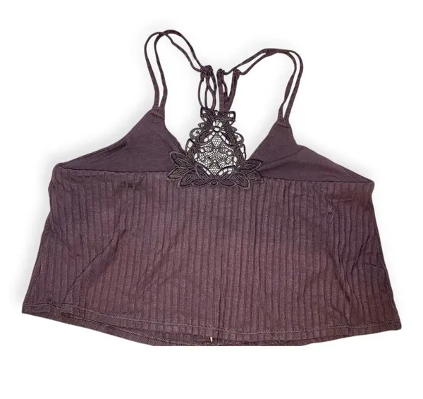 Aerie Womens brown ribbed appliqué longline bralette - Image 2