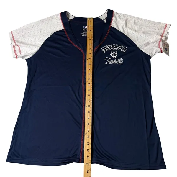 MLB Minnesota Twins Womens Baseball Jersey Shirt Navy Blue White XXL NWT READ - Image 8